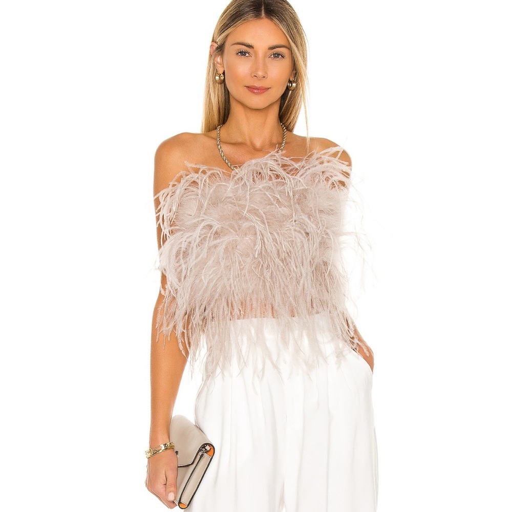 Lamarque Feathered Crop Top in Cream